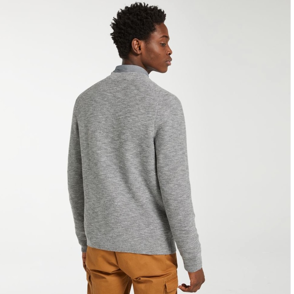 NEW TIMBERLAND MEN'S SLUB FULL-ZIP SWEATER - Picture 4 of 6